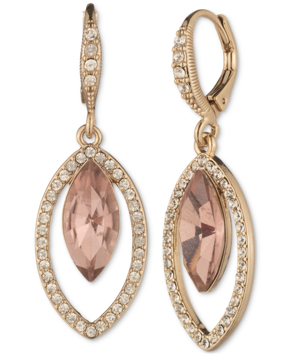 Givenchy Pave & Marquise Crystal Open Drop Earrings In Pink