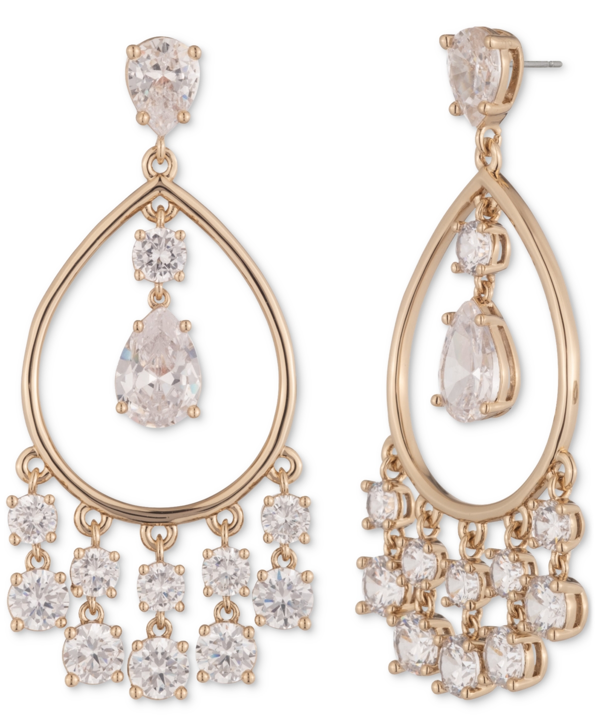 Givenchy Gold-tone Cubic Zirconia Orbital Drop Earrings In Silver,white