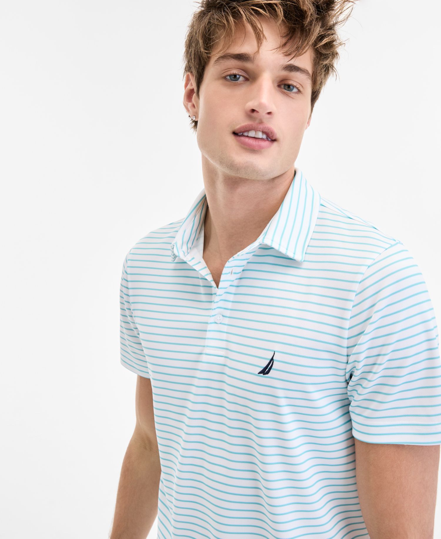 Men’s Classic-Fit Stripe Print Performance Golf Polo Shirt