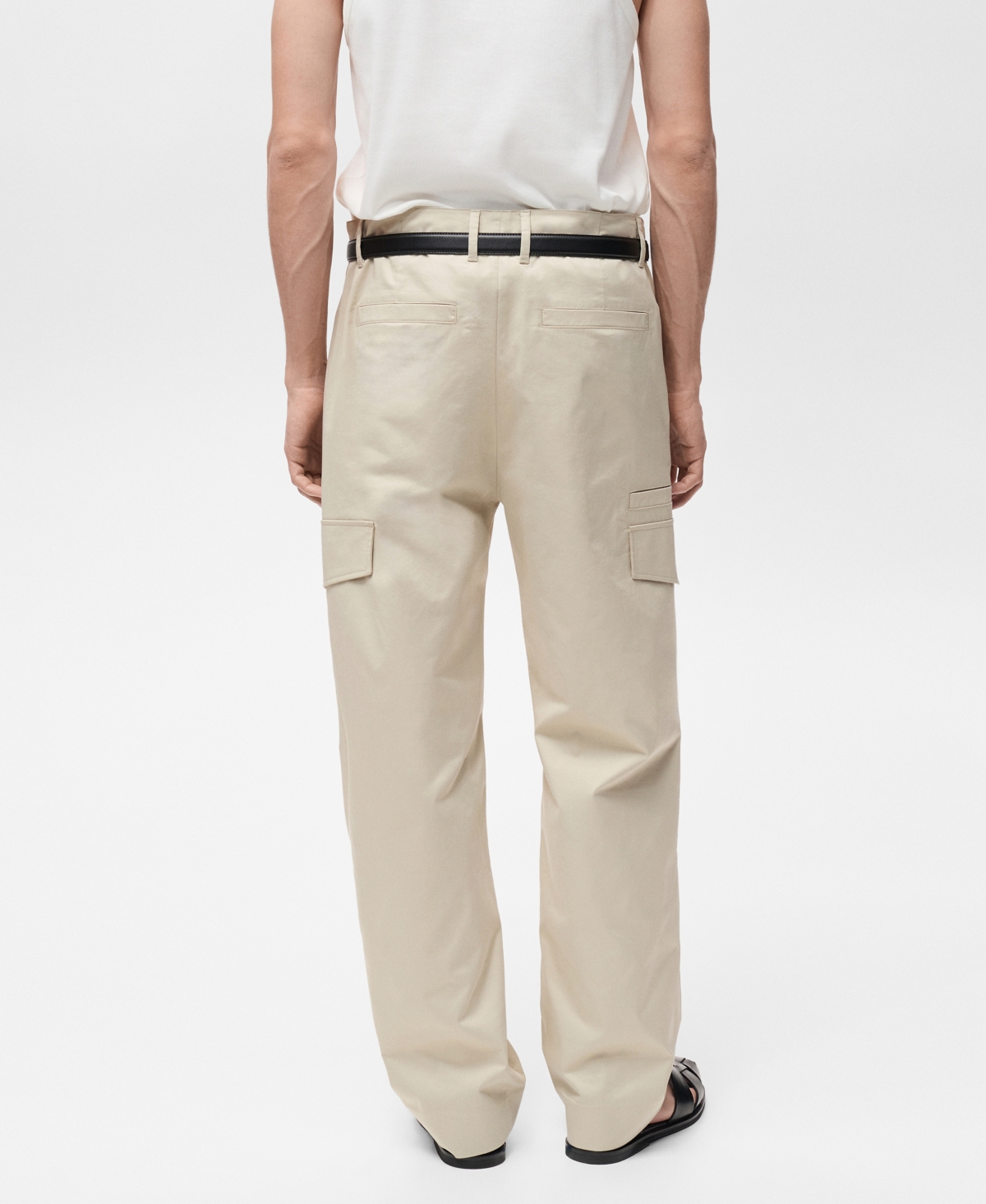 Mango Relaxed Fit Flat Front Multipocket Pants In Pastel Yellow