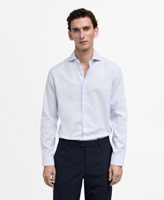 MANGO - Men's EU Slim-Fit Micro-Print Twill Dress Shirt