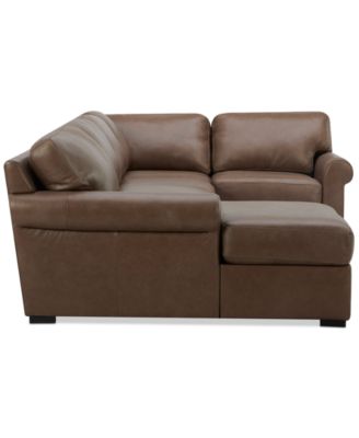 Radley Roll Arm 139" 4-Pc. Leather Square Corner Chaise Sectional, Exclusively at Macy's