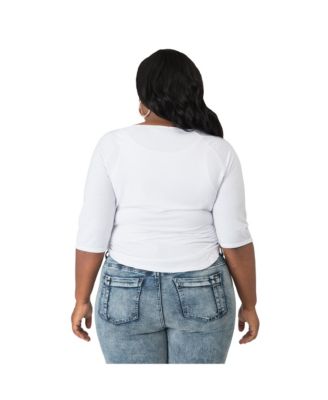 Plus Size Zipper Shoulders Short Sleeve T-Shirt