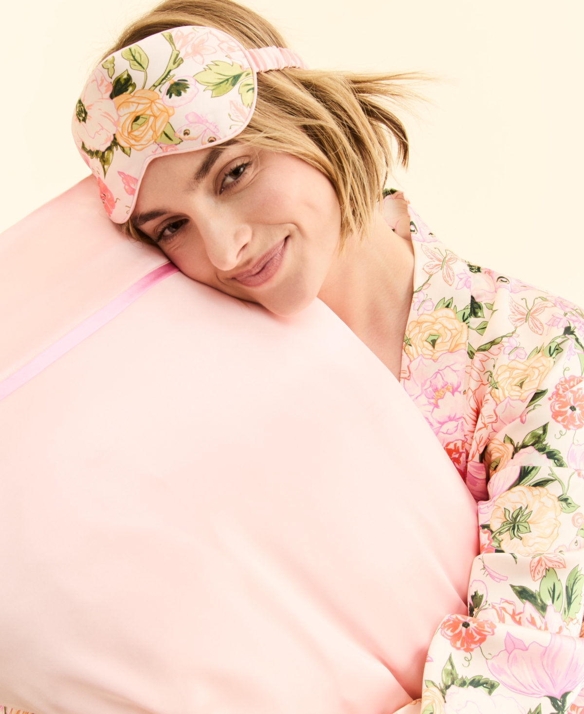 Macy's Flower Show Pillowcase And Eye Mask Sleep Set, Exclusively At  In Light Pink,floral Lady