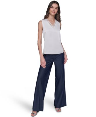 Women's Sleeveless V-Neck Blouse Top