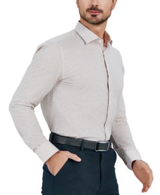 Men's Slim Flit Micro Floral Print Button-Front Dress Shirt