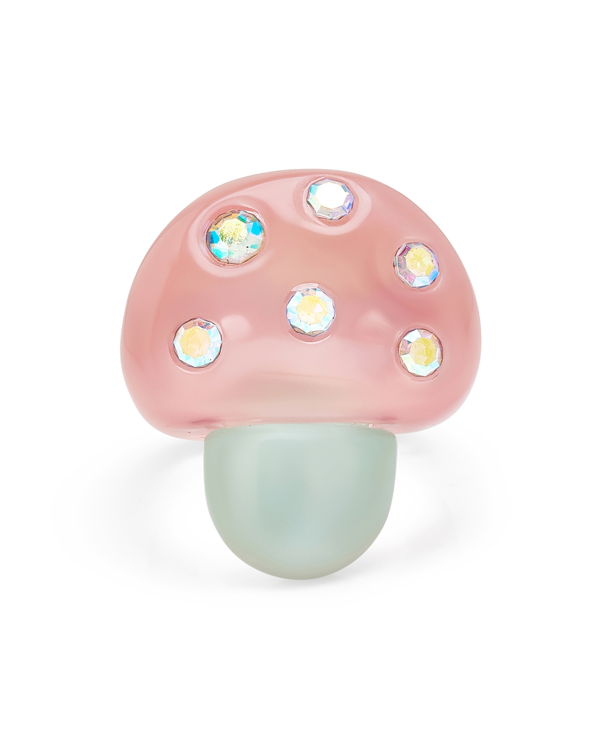 Faux Stone Spring Mushroom Cocktail Ring - Pink, Rhodium