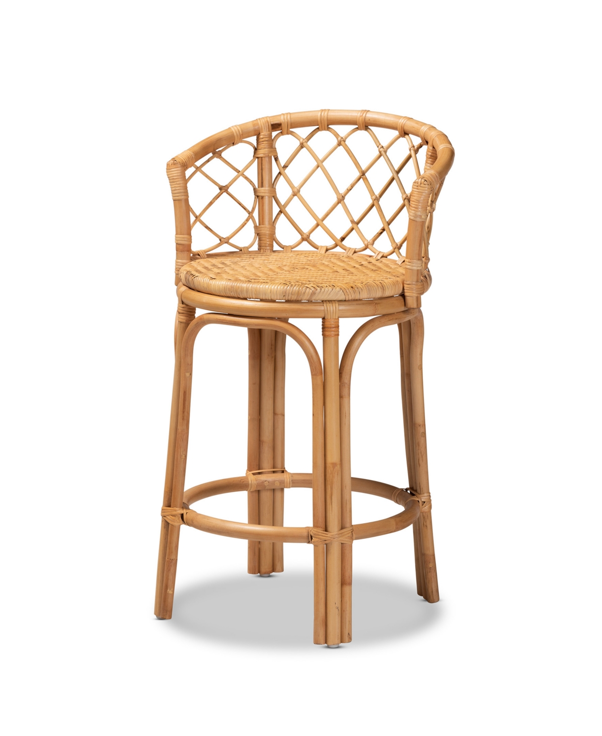 Bali & Pari 21" Rattan Orchard Modern Bohemian Counter Stool In Natural Brown