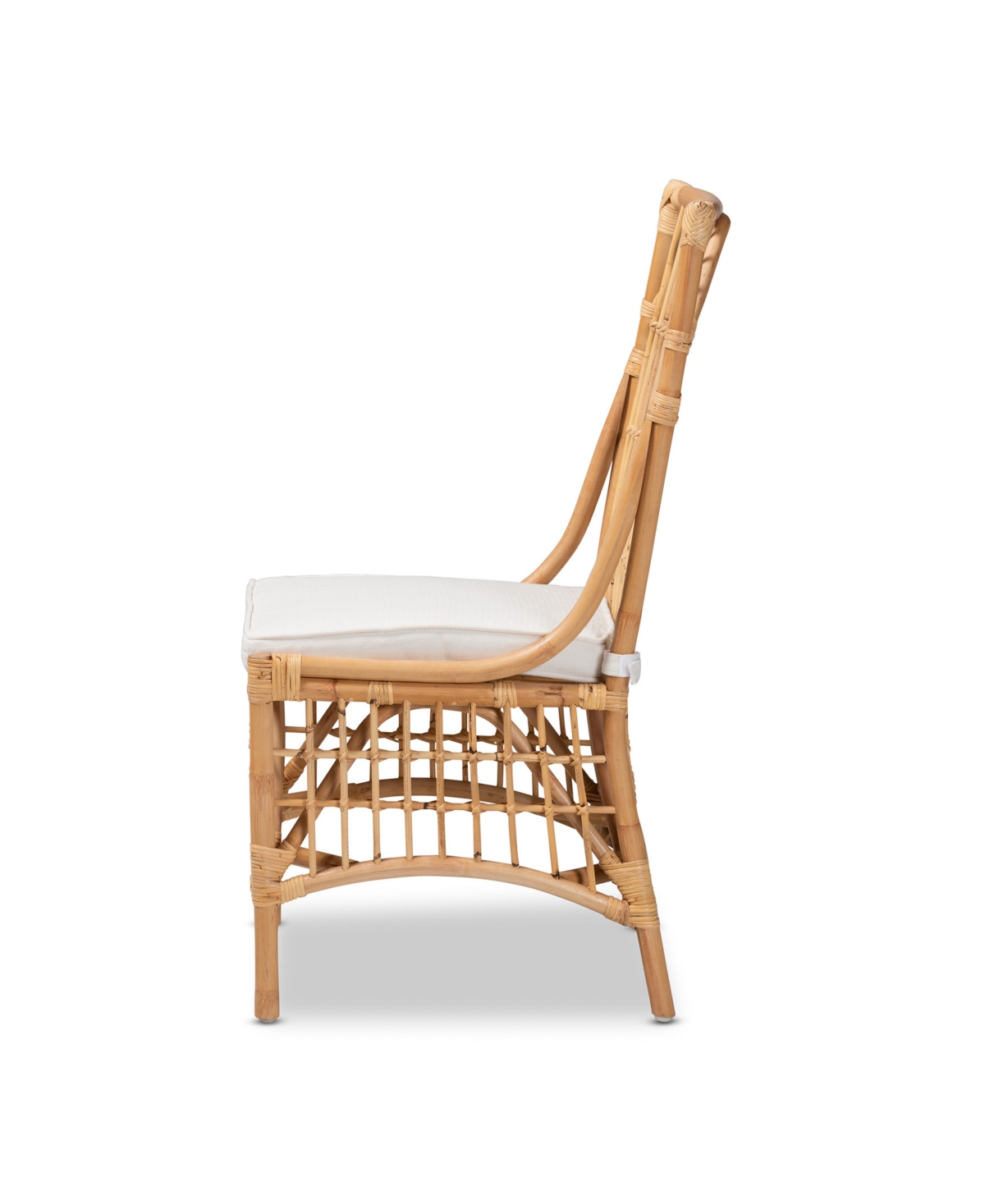 Bali & Pari 19" Upholstered And Rattan Rose Modern Bohemian Dining Chair In White,natural Brown