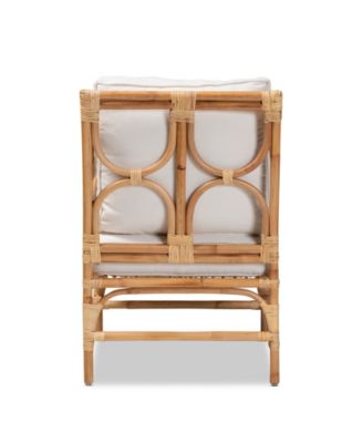 23.6" Upholstered and Rattan Brandon Modern Bohemian Armchair