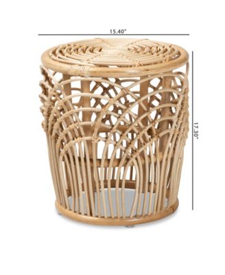 15.4" Finished Rattan Edena Modern Bohemian End Table
