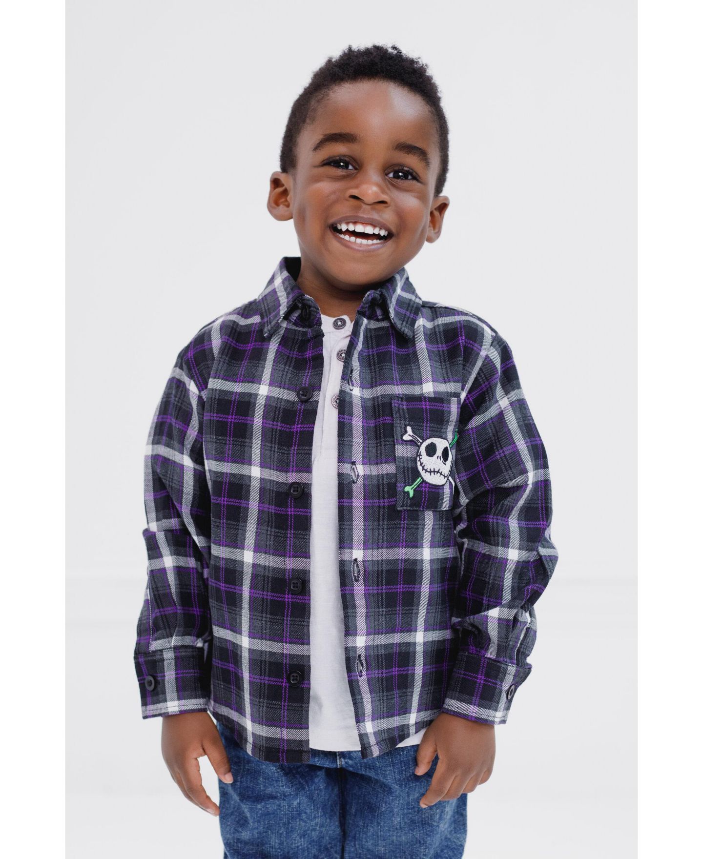 Рубашка Nightmare Before Christmas Disney Mickey Mouse Button Down Dress Shirt для мальчиков-малышей, цвет: Чёрный / Зелёный — фото 2
