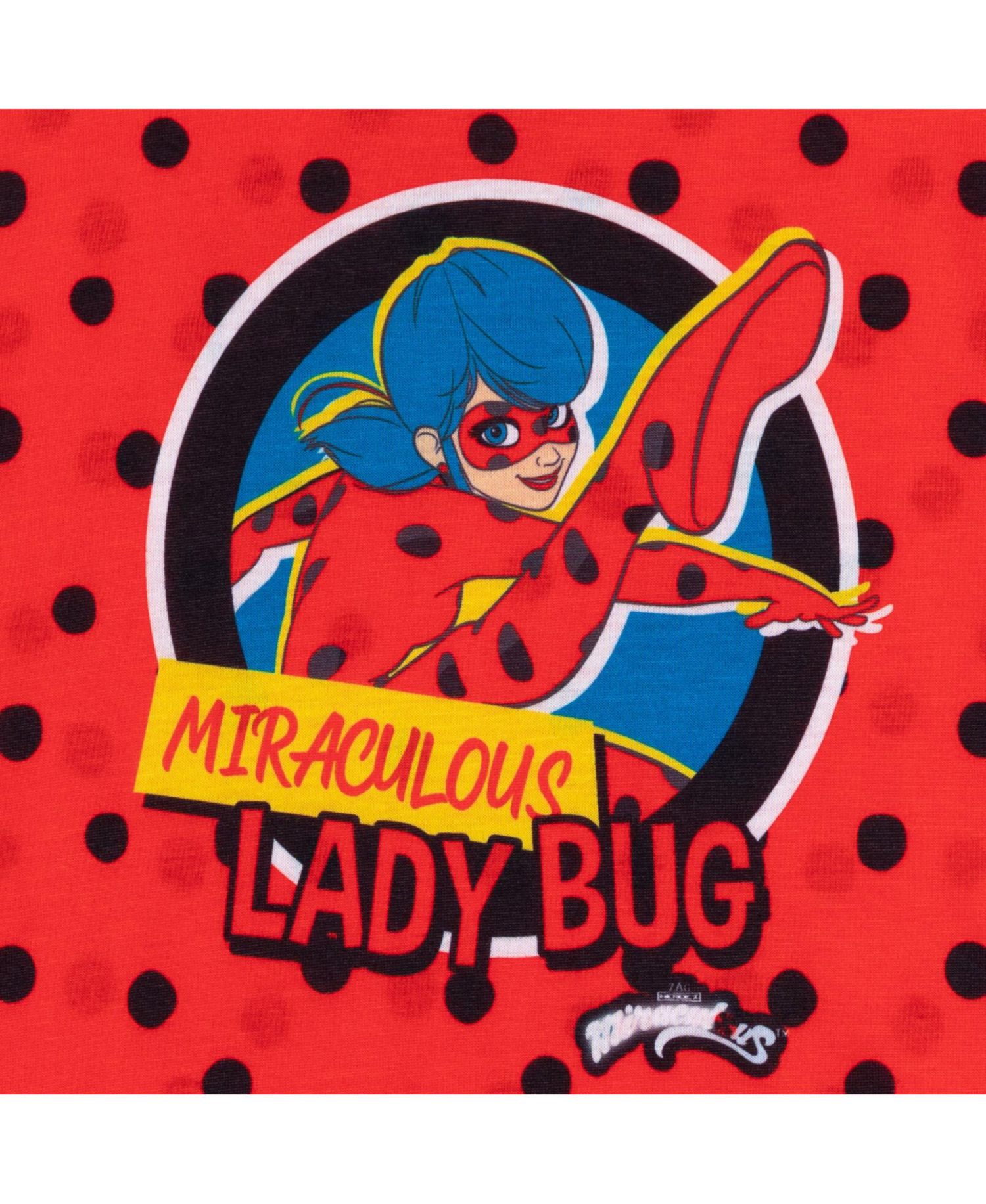 Girls Ladybug Pajama Shirt Pants and Matching Doll Outfits 4 Piece Set