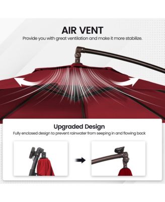 11ft Cantilever/Offset Hanging Patio Umbrella with Easy Tilt and Crank 360° Rotate