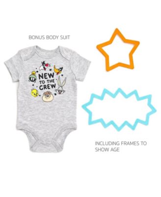 Baby Boys Bodysuit and Monthly Milestone Blanket 4 Piece