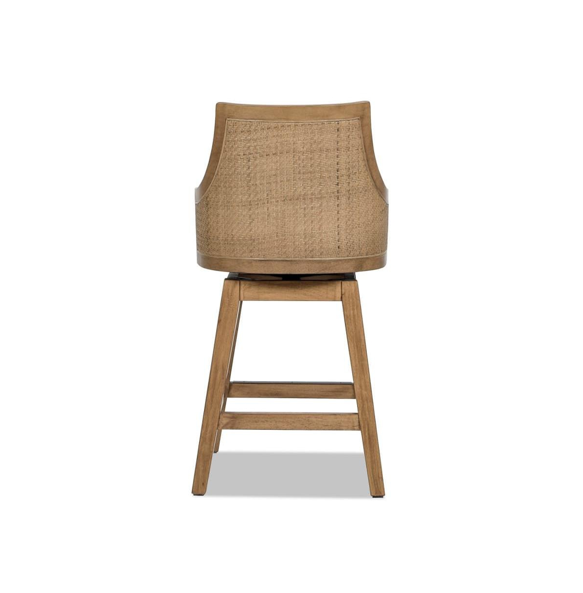 26'' Swivel Cane Rattan Counter Stool (1 Piece), High-Back Bar Chair with Solid Wood Frame-The Pop Home