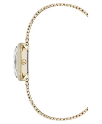 Women's Quartz Estate Octagonal Black and Gold-Tone Stainless Steel Mesh Bracelet Watch, 24mm