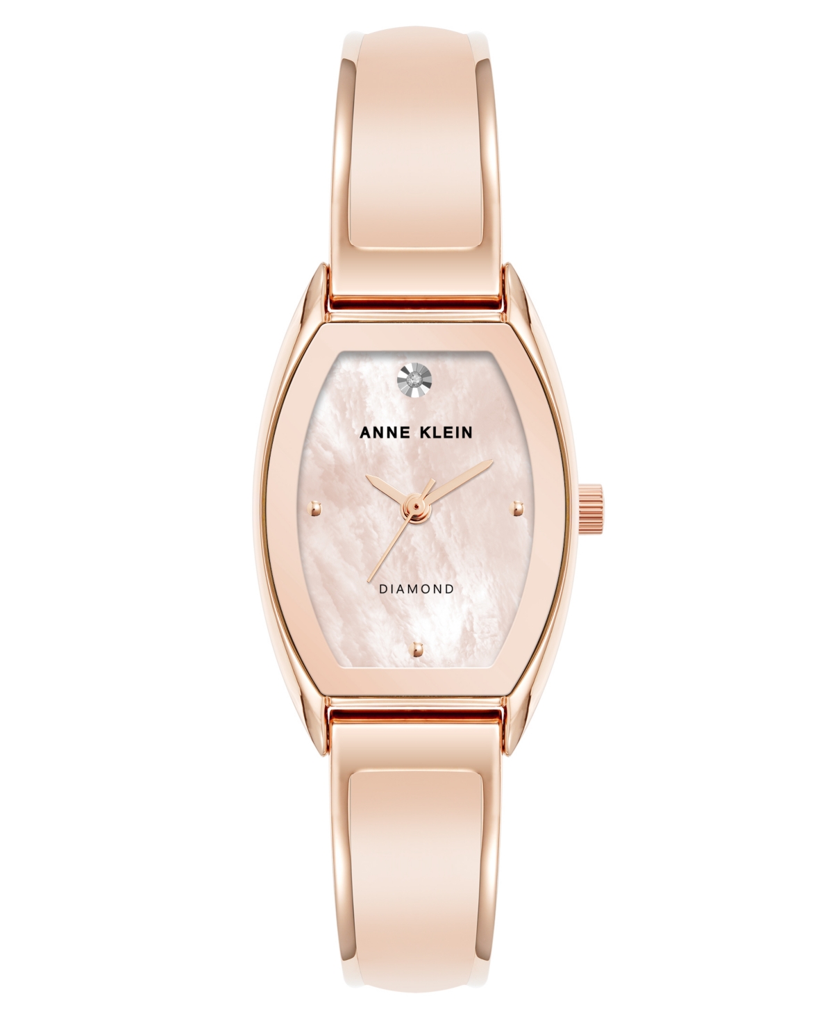 Anne Klein Women's Quartz Cushion Blush Pink Enamel With Rose Gold-tone Metal Alloy Bangle Watch, 22mm In Rose Gold-tone,blush Pink