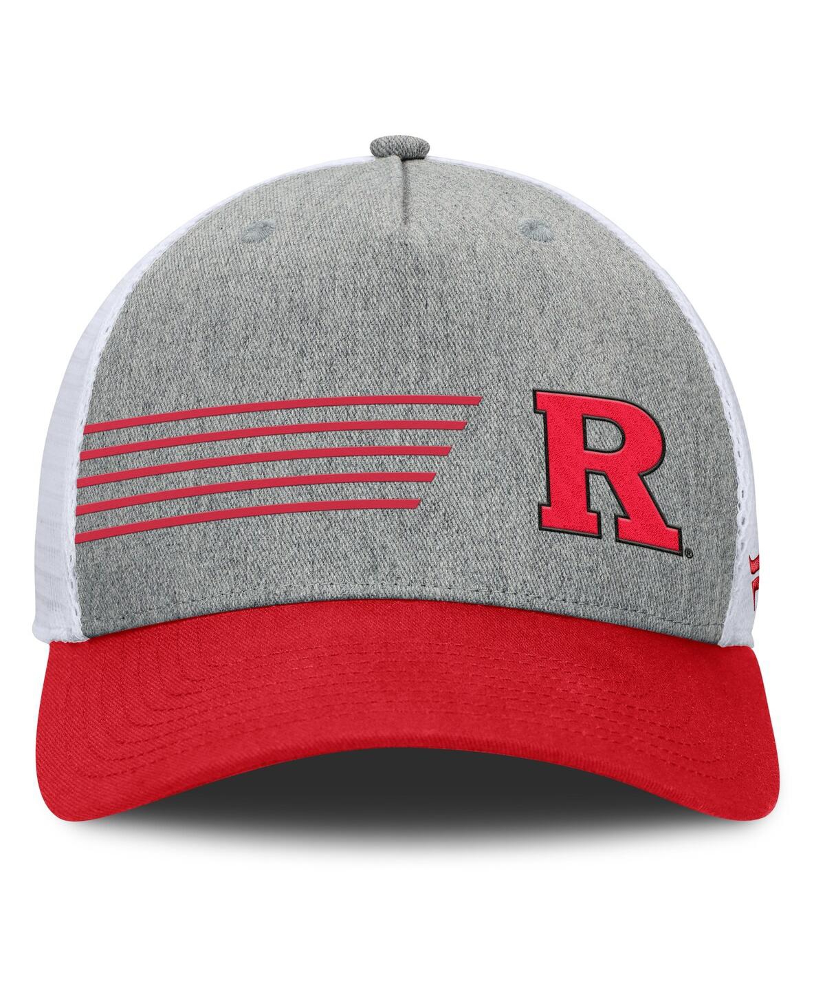 Fanatics Men's Heather Gray/scarlet Rutgers Scarlet Knights Profile Trucker Adjustable Hat In Heather Gray,scarlet