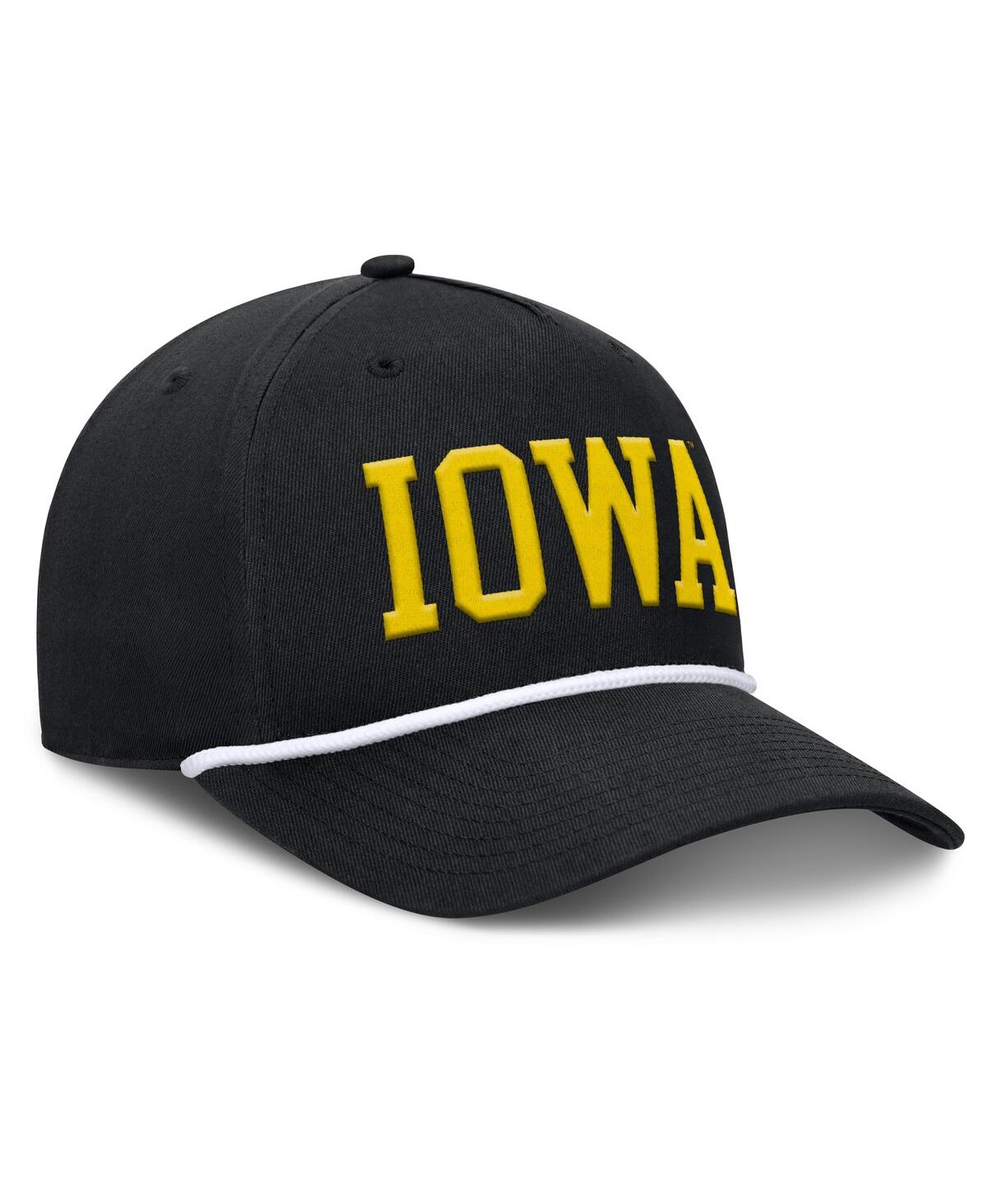 Fanatics Men's Black Iowa Hawkeyes Foul Ball Rope Adjustable Hat In Black