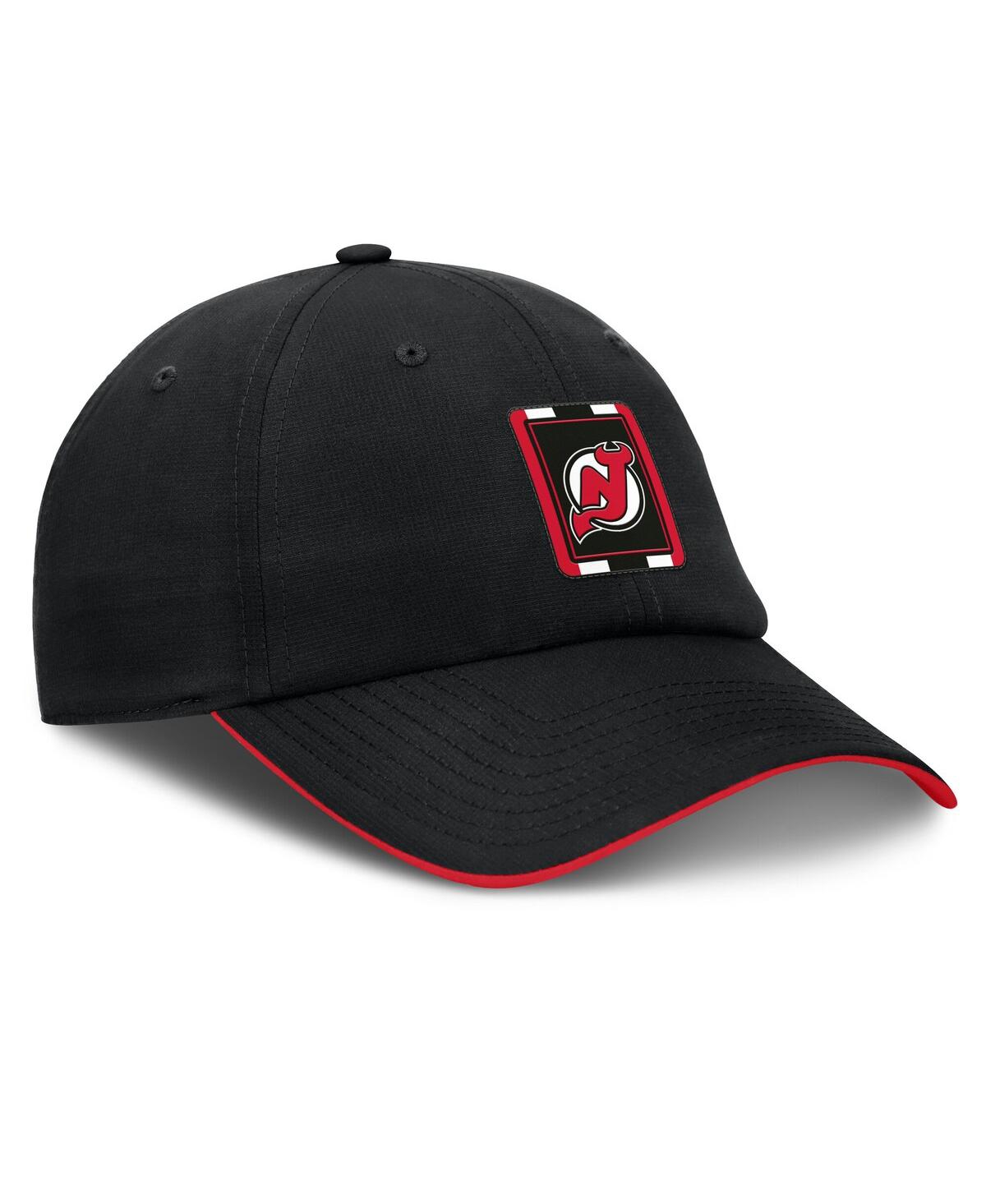 Fanatics Men's Black/red New Jersey Devils Authentic Pro Ripstop Adjustable Hat In Black,red