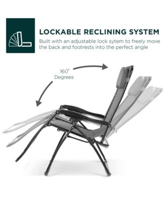 Oversized Zero Gravity Chair, Folding Outdoor Patio Recliner w/ Cup Holder