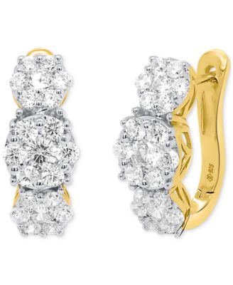 Lab Grown Diamond Triple Cluster Statement Earrings (2 ct. t.w.) in Sterling Silver or 14k Gold-Plated Sterling Silver