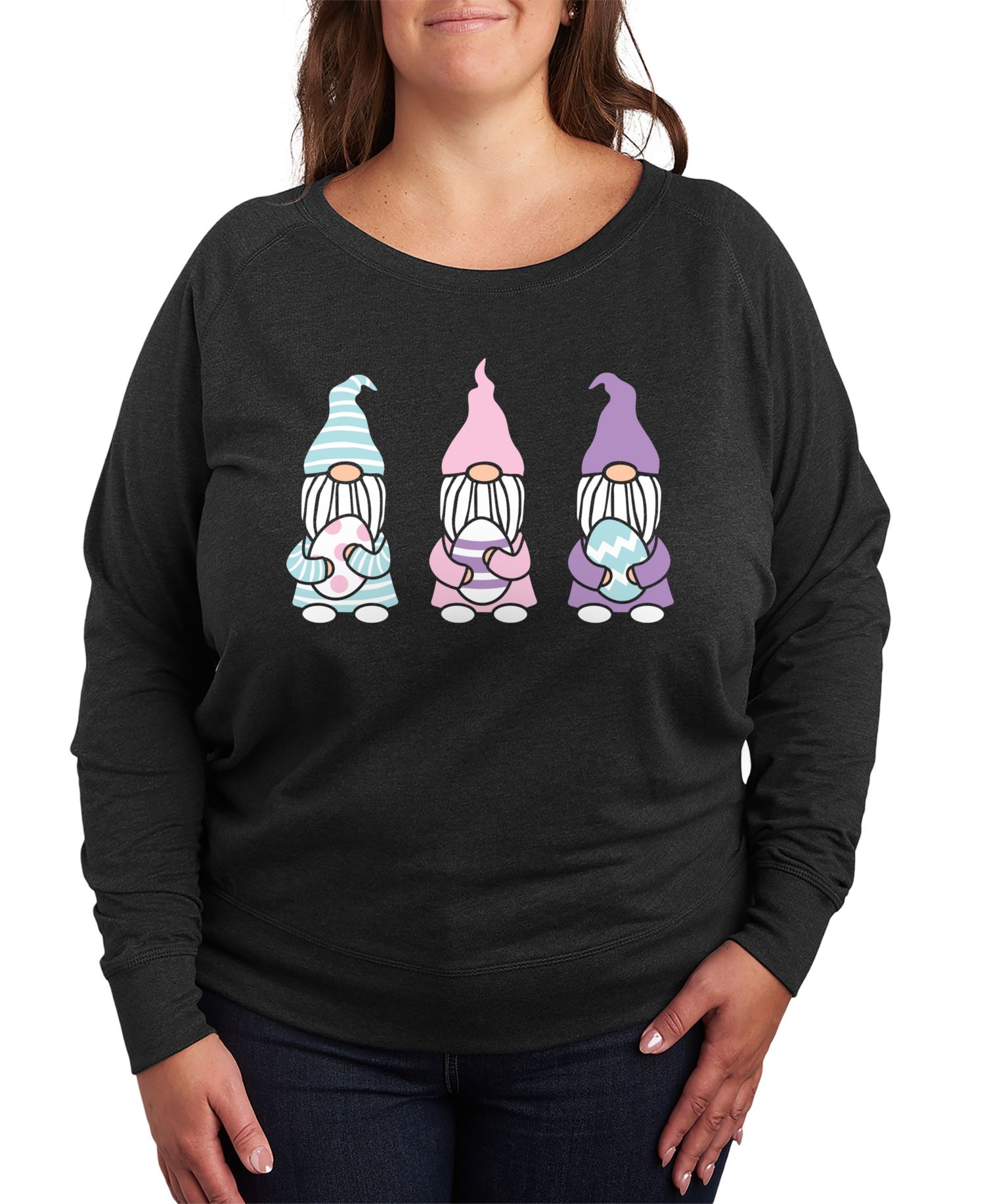 Plus Size Easter Gnomes Graphic Pullover T-Shirt