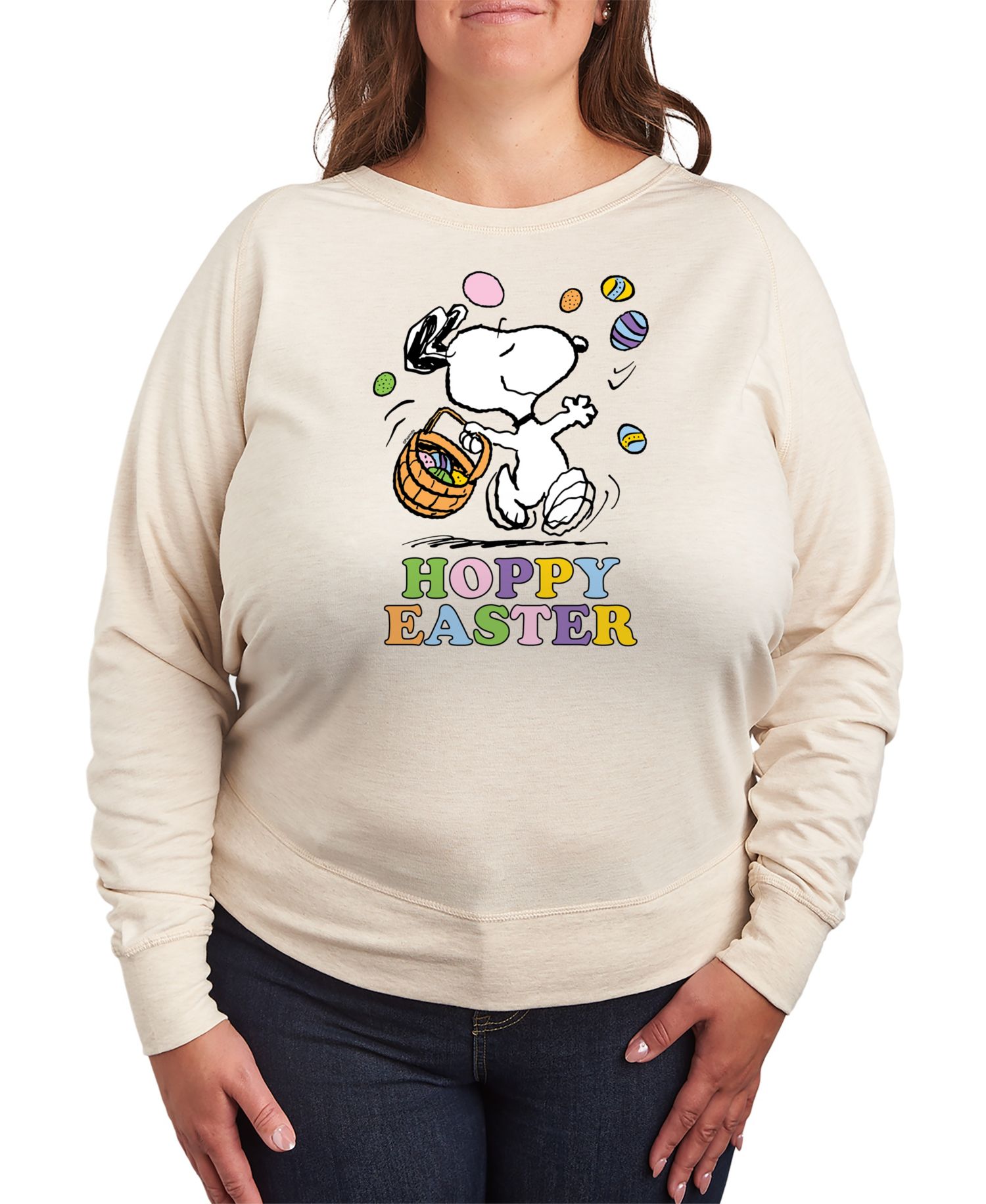 Plus Size Peanuts Snoopy Hoppy Easter Graphic Pullover T-Shirt
