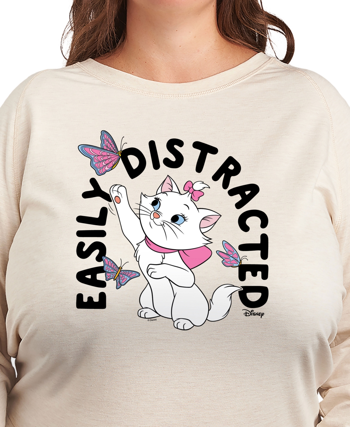 Hybrid Apparel Plus Size The Aristocats Easily Distracted Graphic Pullover T-shirt In Beige,khaki