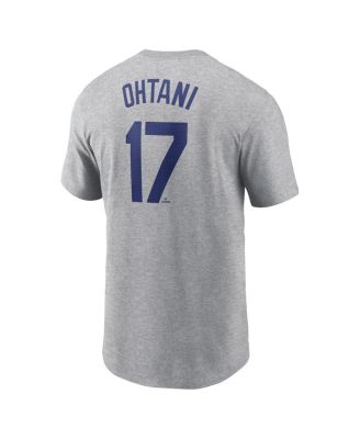 Men's Shohei Ohtani Gray Los Angeles Dodgers 2024 Fuse Name Number T-Shirt