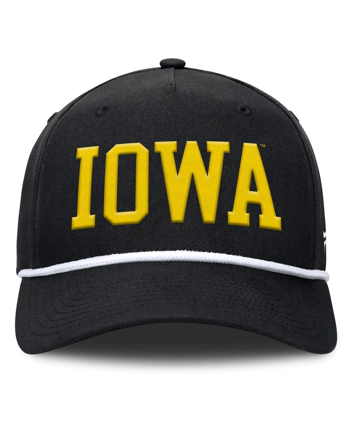 Fanatics Men's Black Iowa Hawkeyes Foul Ball Rope Adjustable Hat In Black