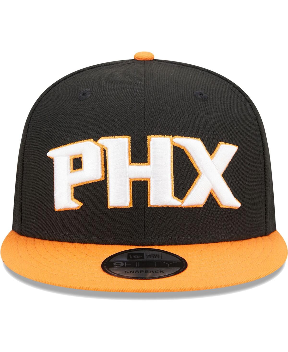New Era Men's Black/orange Phoenix Suns Jersey Hook Statement Edition 9fifty Snapback Hat