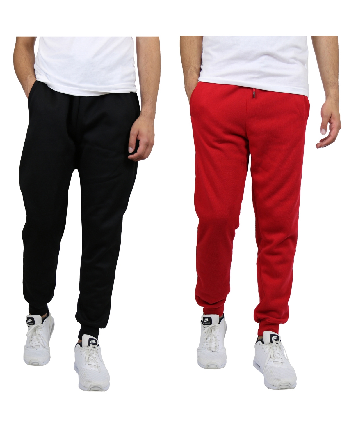 Blue Ice Men's 2-pack Fleece-lined Jogger Sweatpants In Balck,red