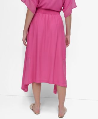 Women's Handkerchief Hem Mixed Media Maxi Skirt