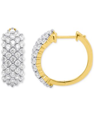 Forever Grown Diamonds Lab Grown Diamond Cluster Small Hoop Earrings 2 ct tw in Sterling Silver or 14k Gold-Plated Sterling Silver - Gold-Plated 1000$