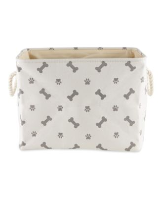 Collapsible Pet Storage Bin with Rope Handles Paw/Bone Print