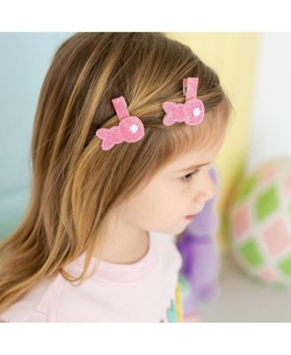 Girls Pink Peeps Easter Clip Set