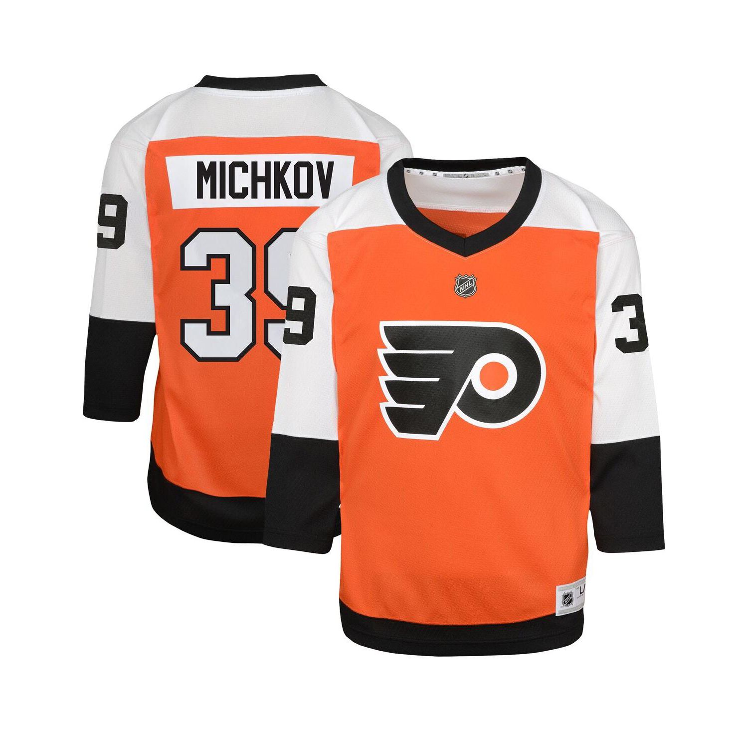 Big Boys and Girls Matvei Michkov Orange Philadelphia Flyers Home Replica Player Jersey