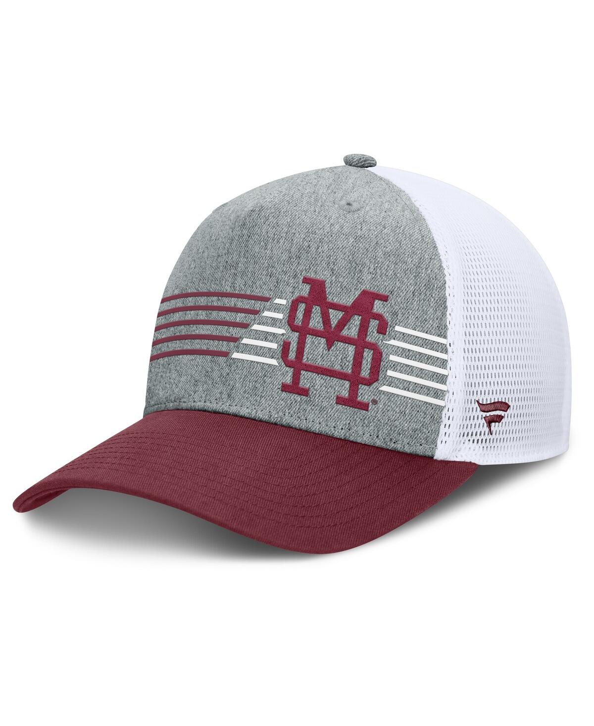 Fanatics Men's Heather Gray/maroon Mississippi State Bulldogs Profile Trucker Adjustable Hat In Heather Gray,maroon