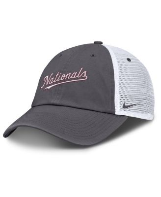 Men's Gray Washington Nationals Wordmark Club Adjustable Trucker Hat