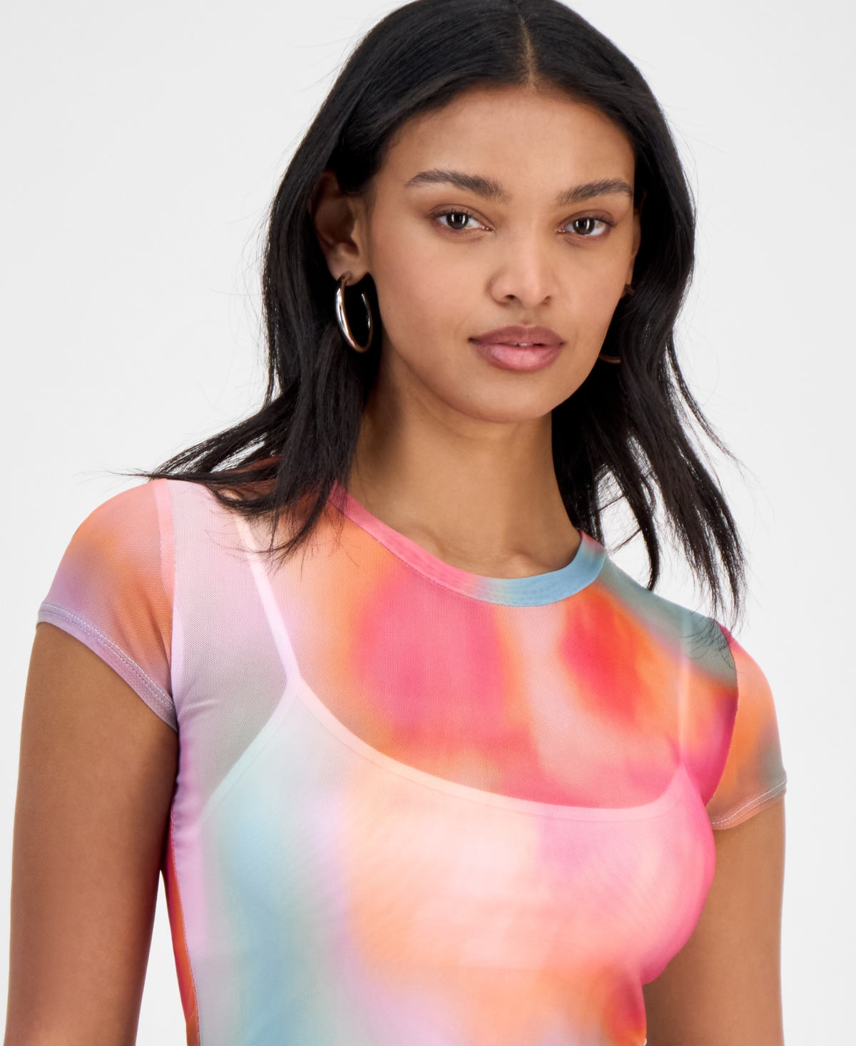 Bar Iii Women's Printed Mesh Top, Exclusively At Macy's In Ayla Absrct A