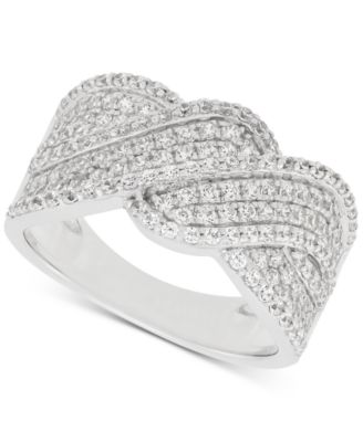 Macy's - Diamond Cluster Wide Band (1 ct. t.w.) in Sterling Silver