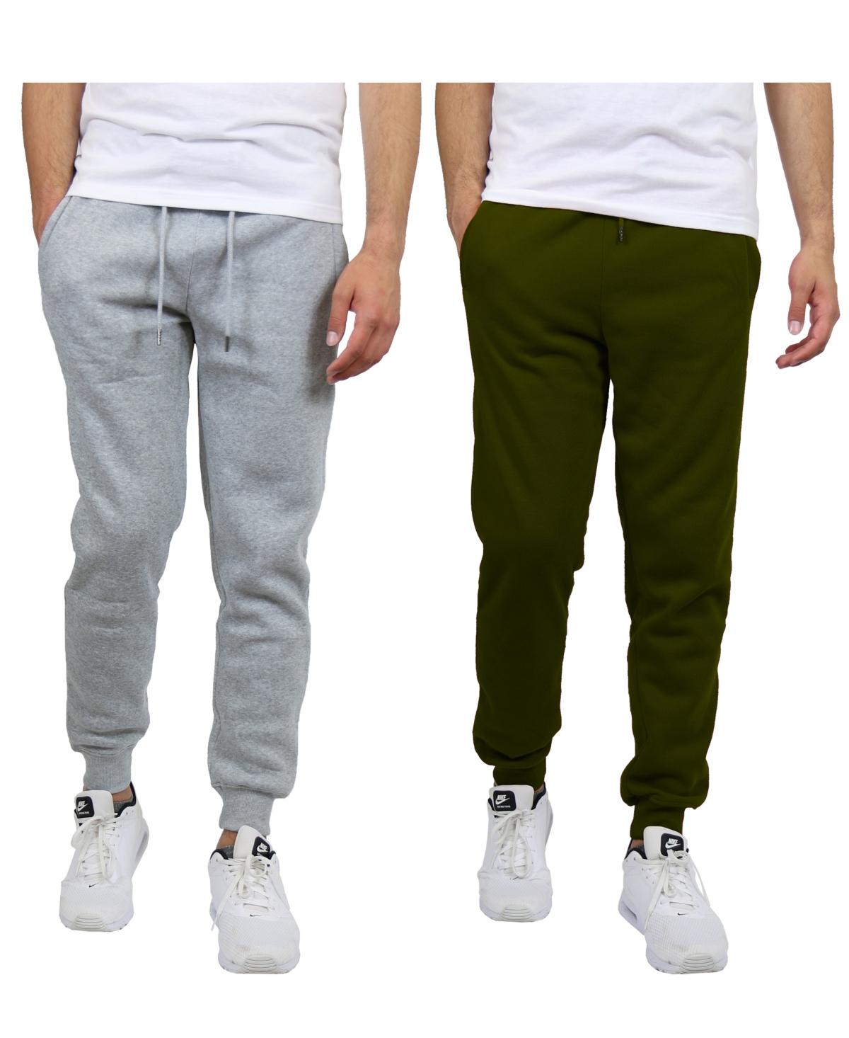 Blue Ice Men's 2-pack Fleece-lined Jogger Sweatpants In Heather Gray,olive