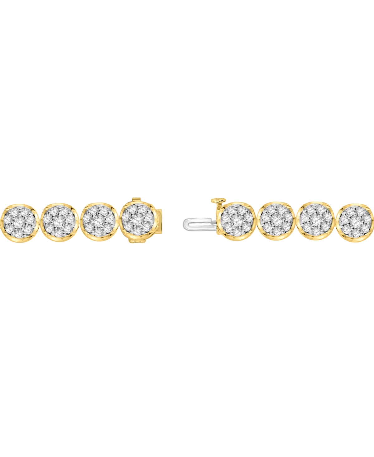 Macy's Men's Diamond Cluster Link Tennis Bracelet (5 Ct. T.w.) In 10k Gold In Gold