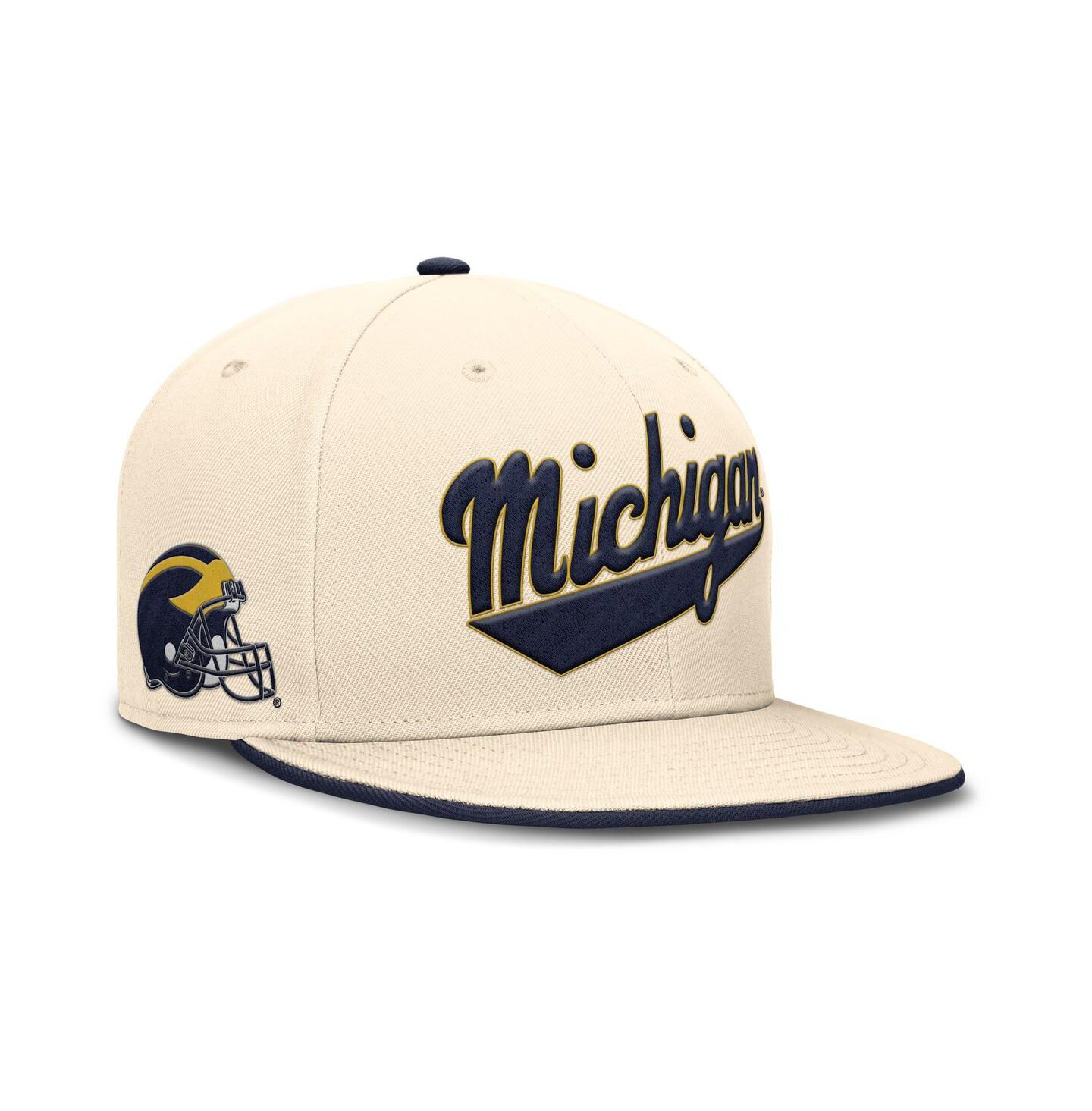 Мужская кепка Jordan Natural Michigan Wolverines Primetime True Performance Fitted Hat — фото 1