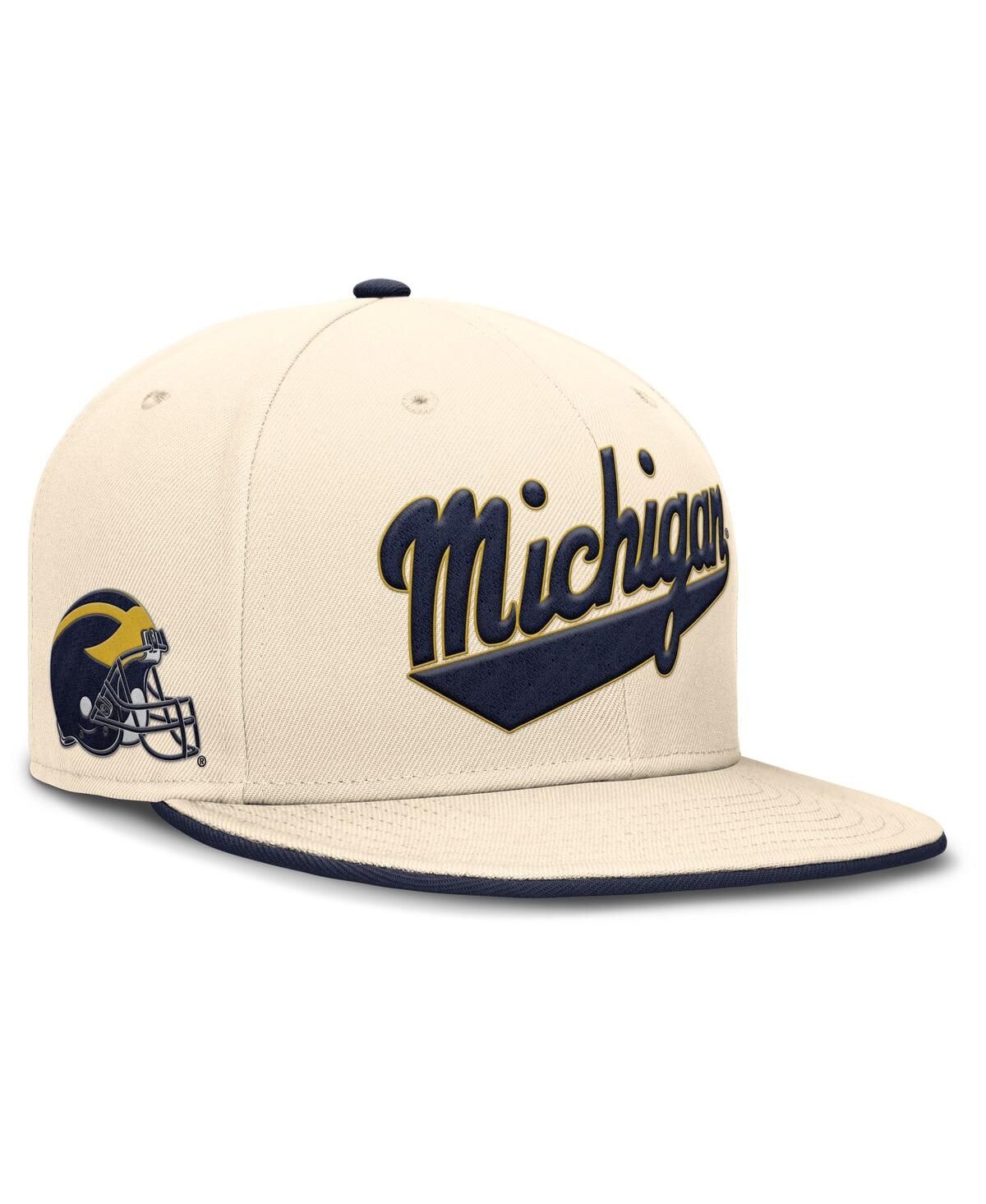 JORDAN MEN'S NATURAL MICHIGAN WOLVERINES PRIMETIME TRUE PERFORMANCE FITTED HAT 