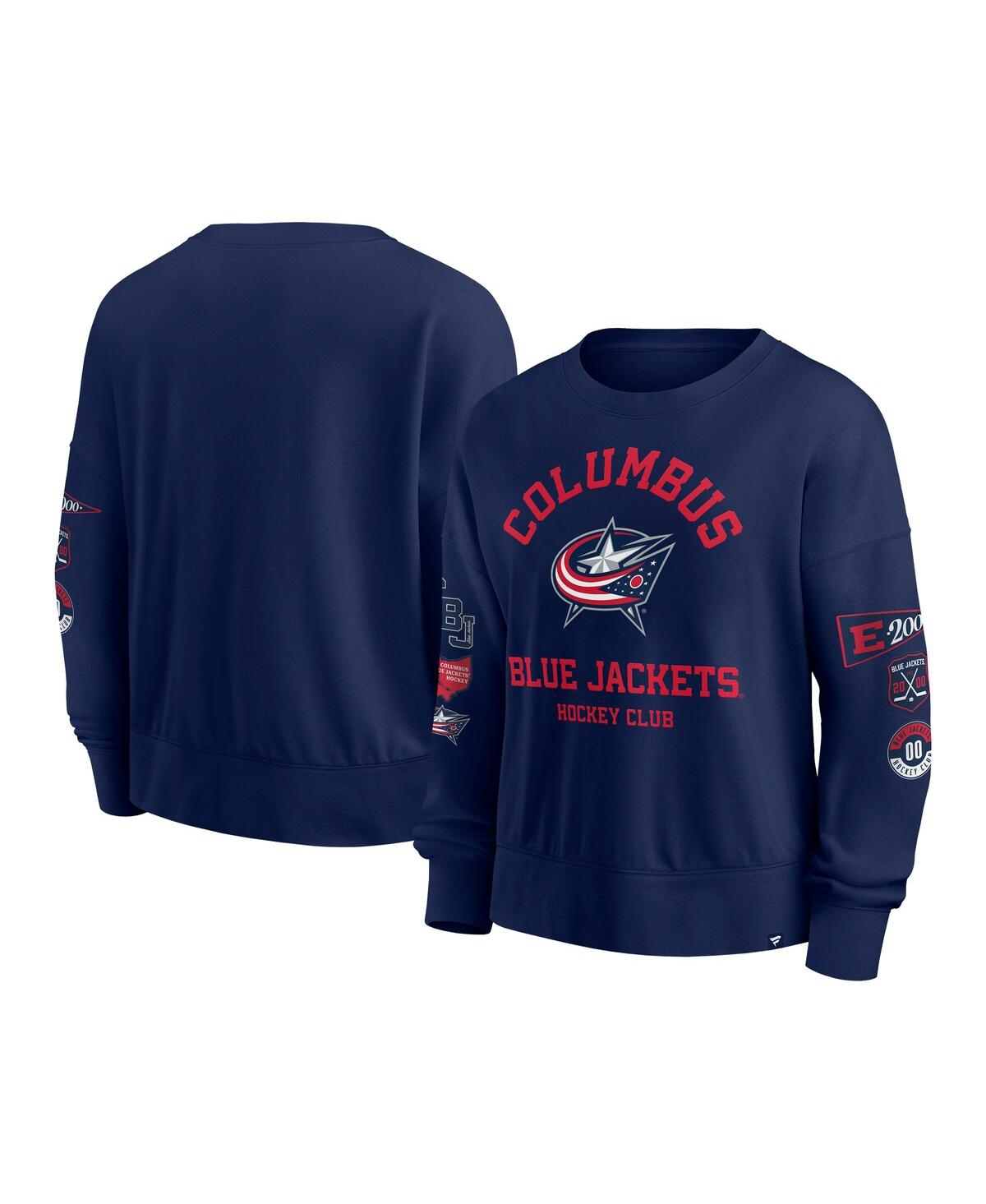 Fanatics Women's Navy Columbus Blue Jackets Go Team Pullover Sweatshirt In Navy