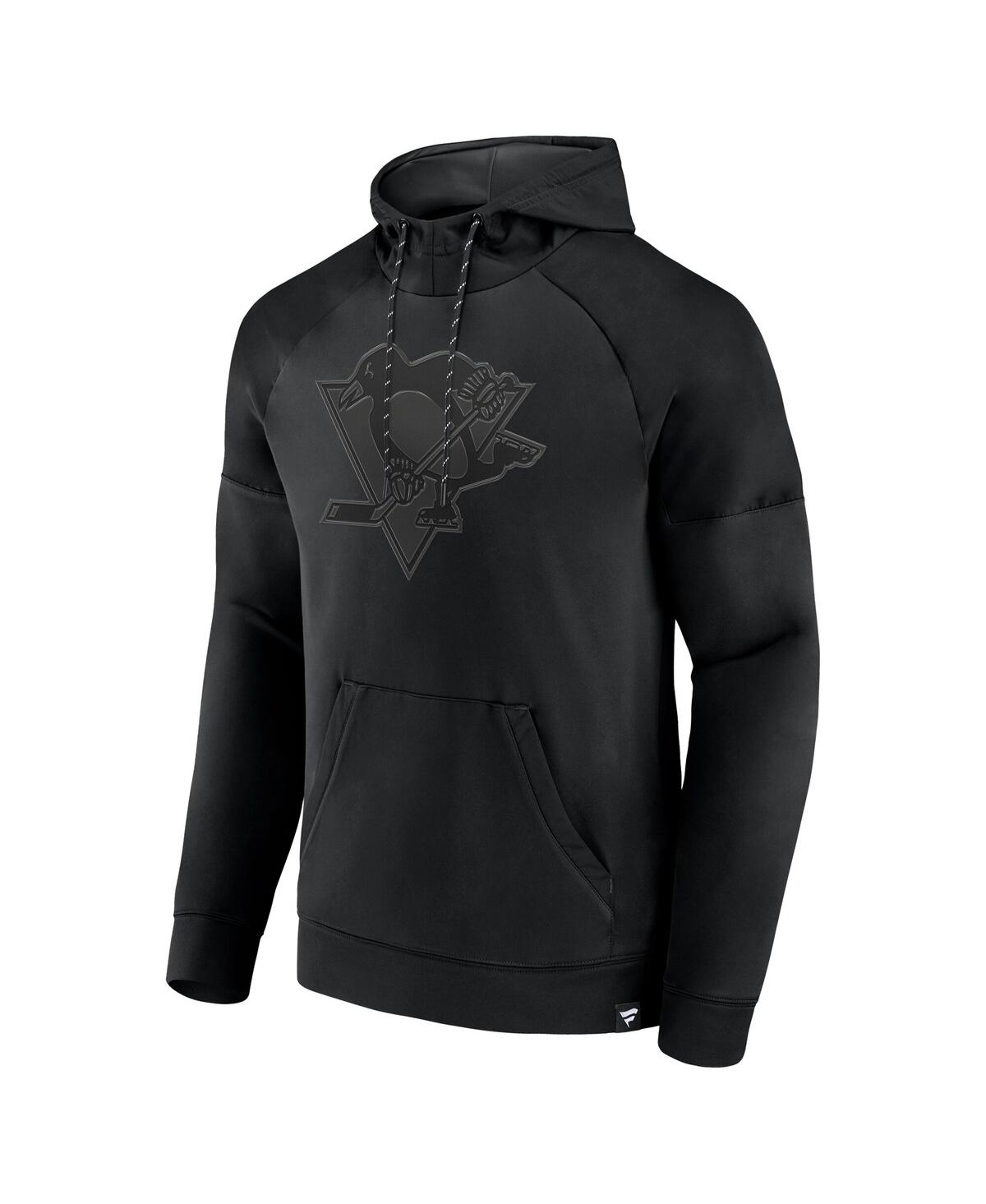Fanatics Men's Boston Bruins Black Ice Defender Raglan Pullover Hoodie In Black