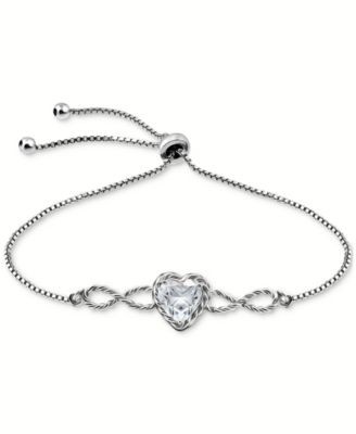 Heart Cubic Zirconia Infinity Link Bolo Bracelet (1-7/8 ct. t.w.) in 18k Gold Over Sterling Silver